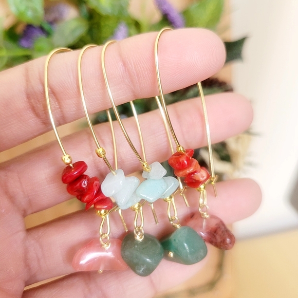 Handmade Gemstone Drop earrings - Picture 3 of 3